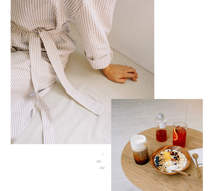 New striped shirt Long dress Fall visitor Loose-fi