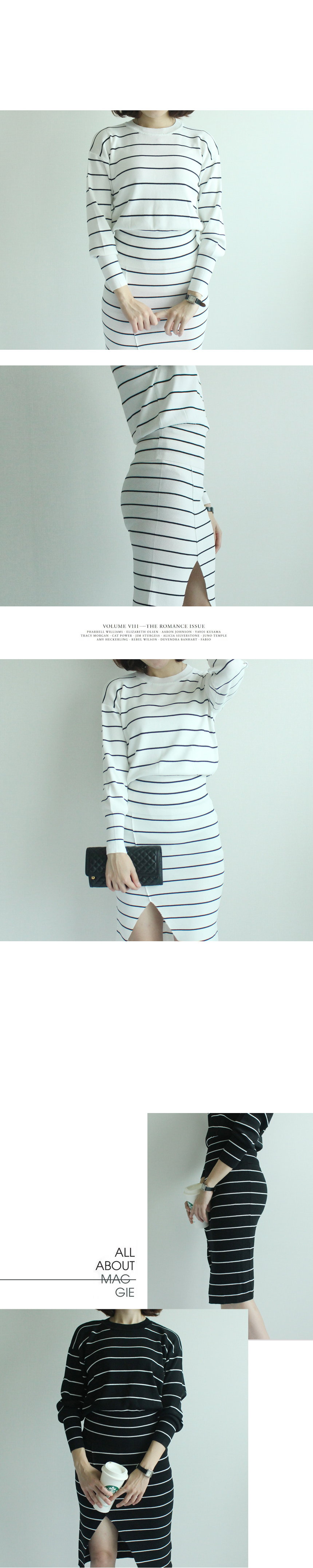 Autumn Knit Two-Piece Skirt Stripe Wedding Cody 30