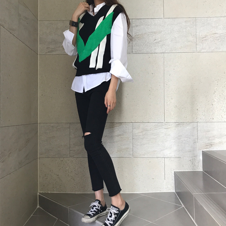 Women Jeans Pants Hem Cutting Knife Black Jean Gir