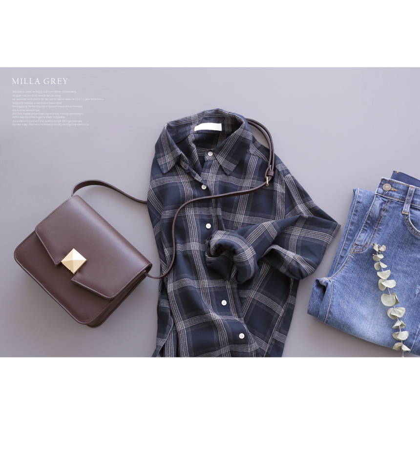 NEW FASHION LADY GIRL Blouse Loose Puffer Check So