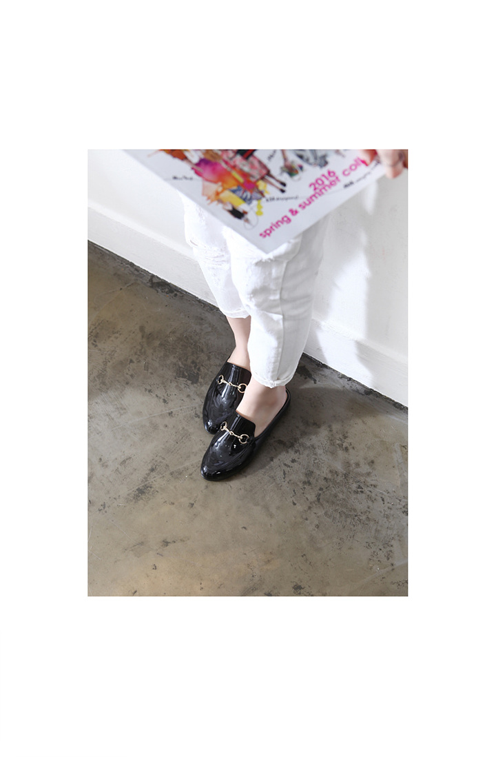 New Gold Chain Blossom Flat Mule Slippers Women