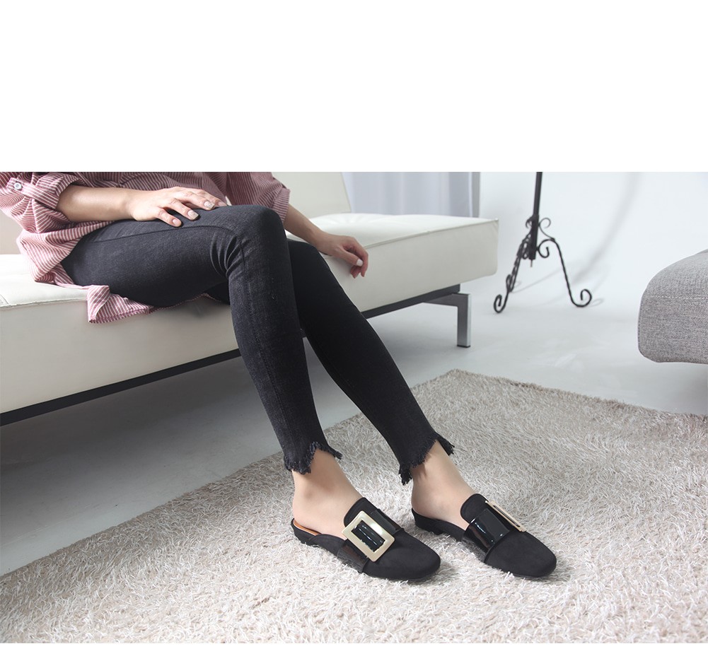 New color buckle blouse 2.5cm suede flat shoes sli
