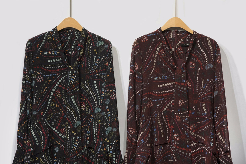 Ribbon tie pattern Unblended Long Dress Black, Lon