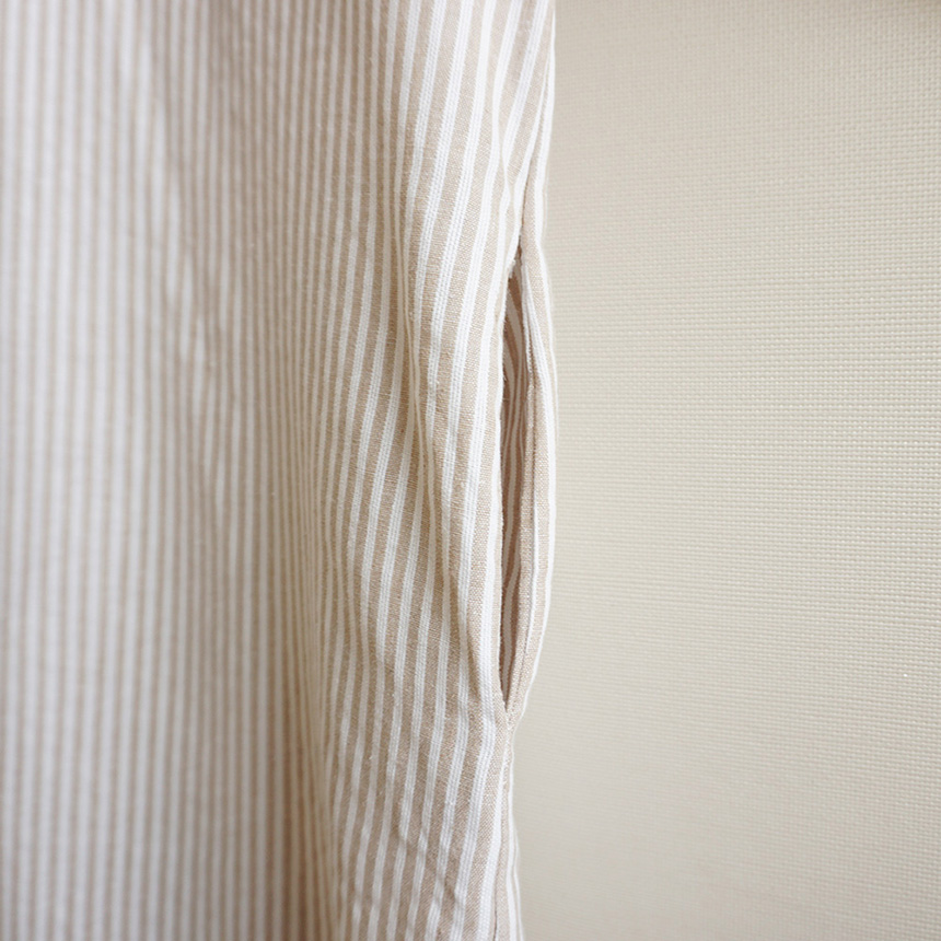 New striped shirt Long dress Fall visitor Loose-fi