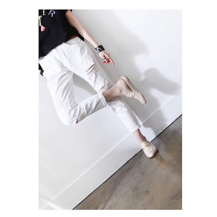 New Gold Chain Blossom Flat Mule Slippers Women