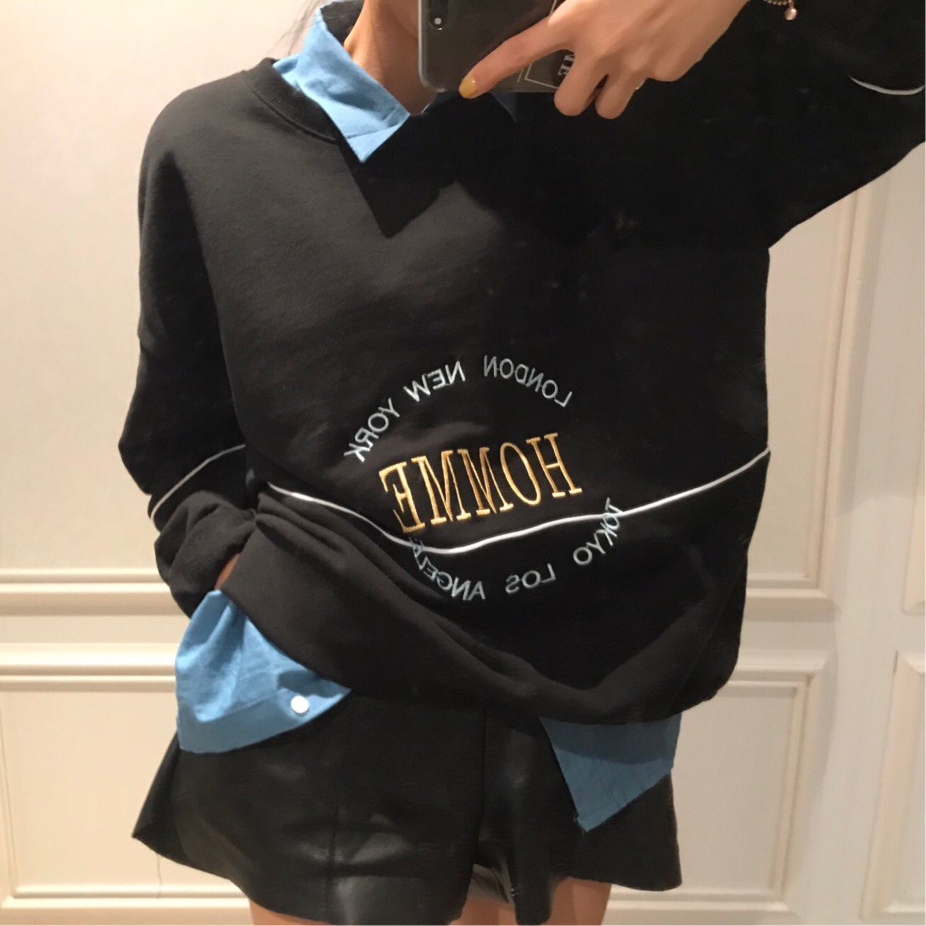 Women Short Pants Leather shorts banding 2color Te