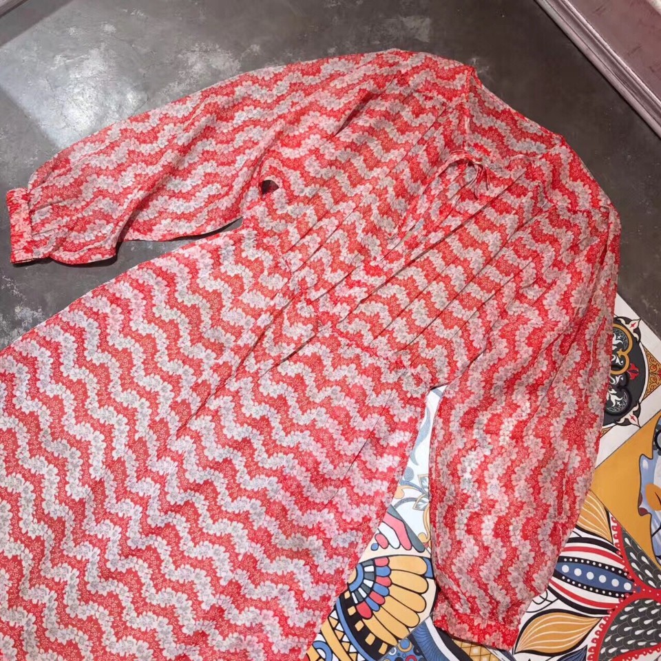 Long-sleeved casual cute style chiffon long dress 