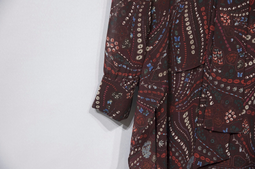 Ribbon tie pattern Unblended Long Dress Black, Lon