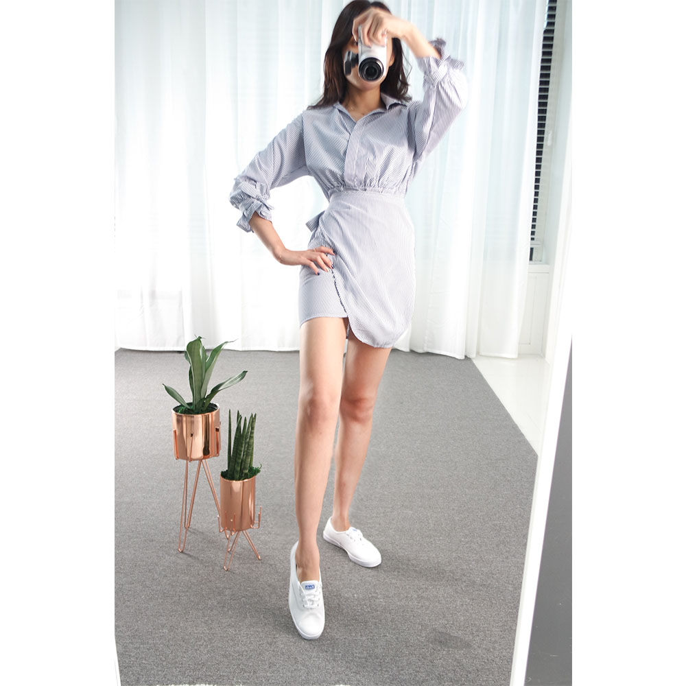 New Sprite Shirt Wrap Dress Autumn Mini Waitress L