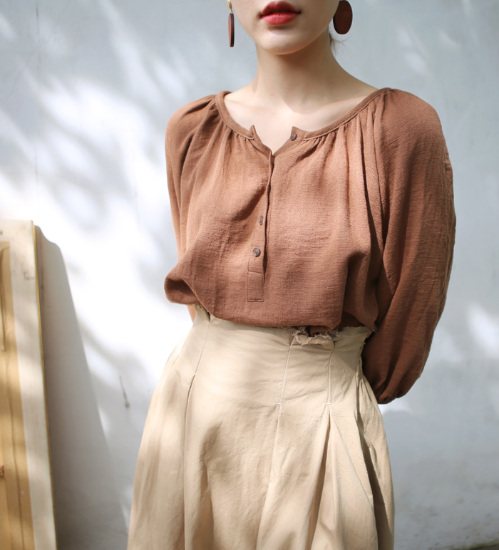 NEW FASHION LADY GIRL Blouse Loose Piece Shirring 