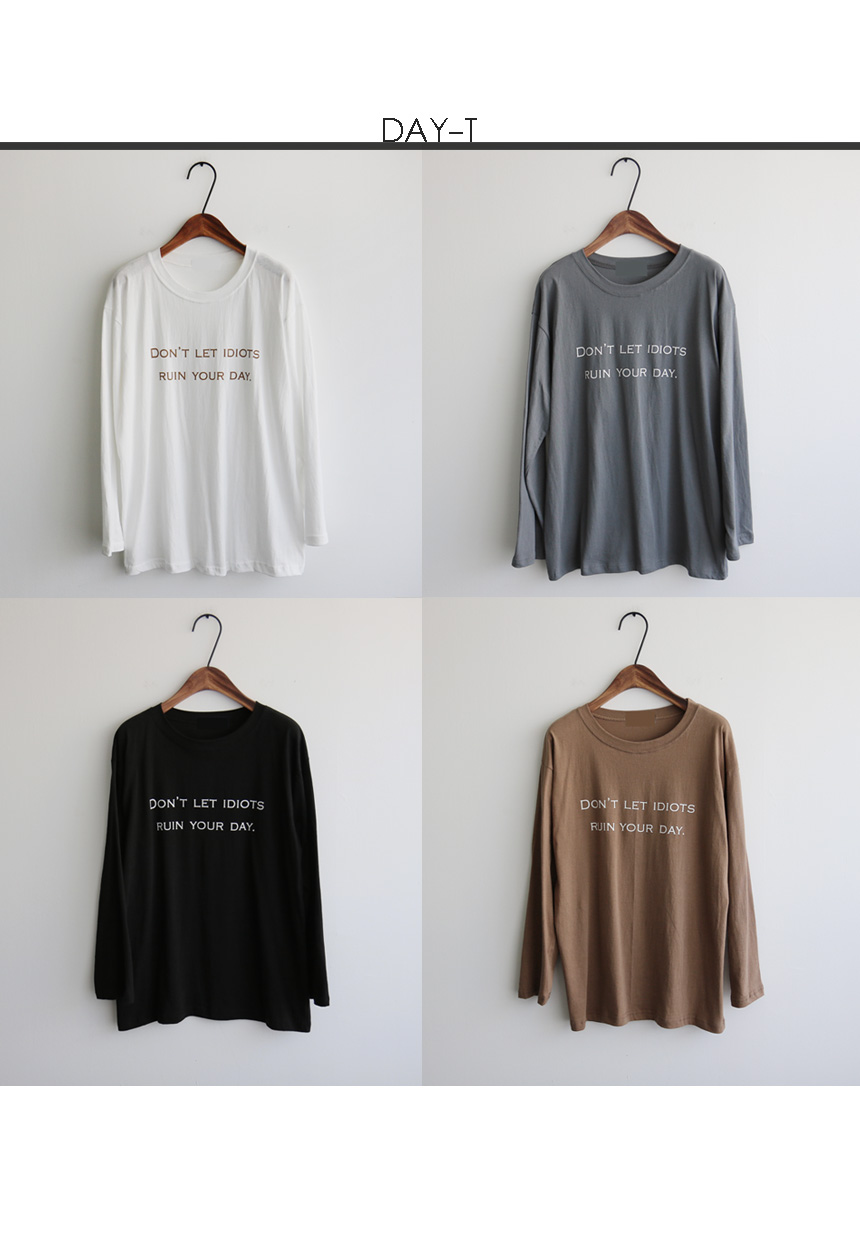 Autumn Lettering Long Sleeve T-Shirt Black, Gray, 