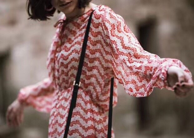 Long-sleeved casual cute style chiffon long dress 