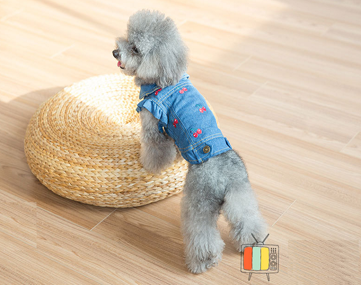 NEW DOG FASHION cute dog clothes cute cherry denim
