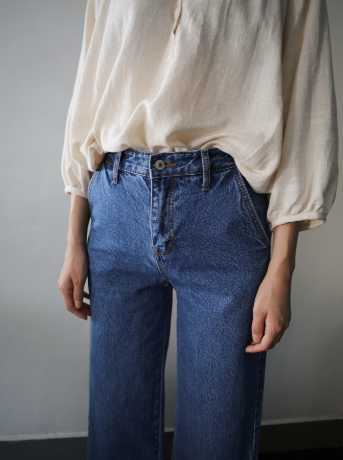 Women Jeans Pants High waisted fits wide denim pan