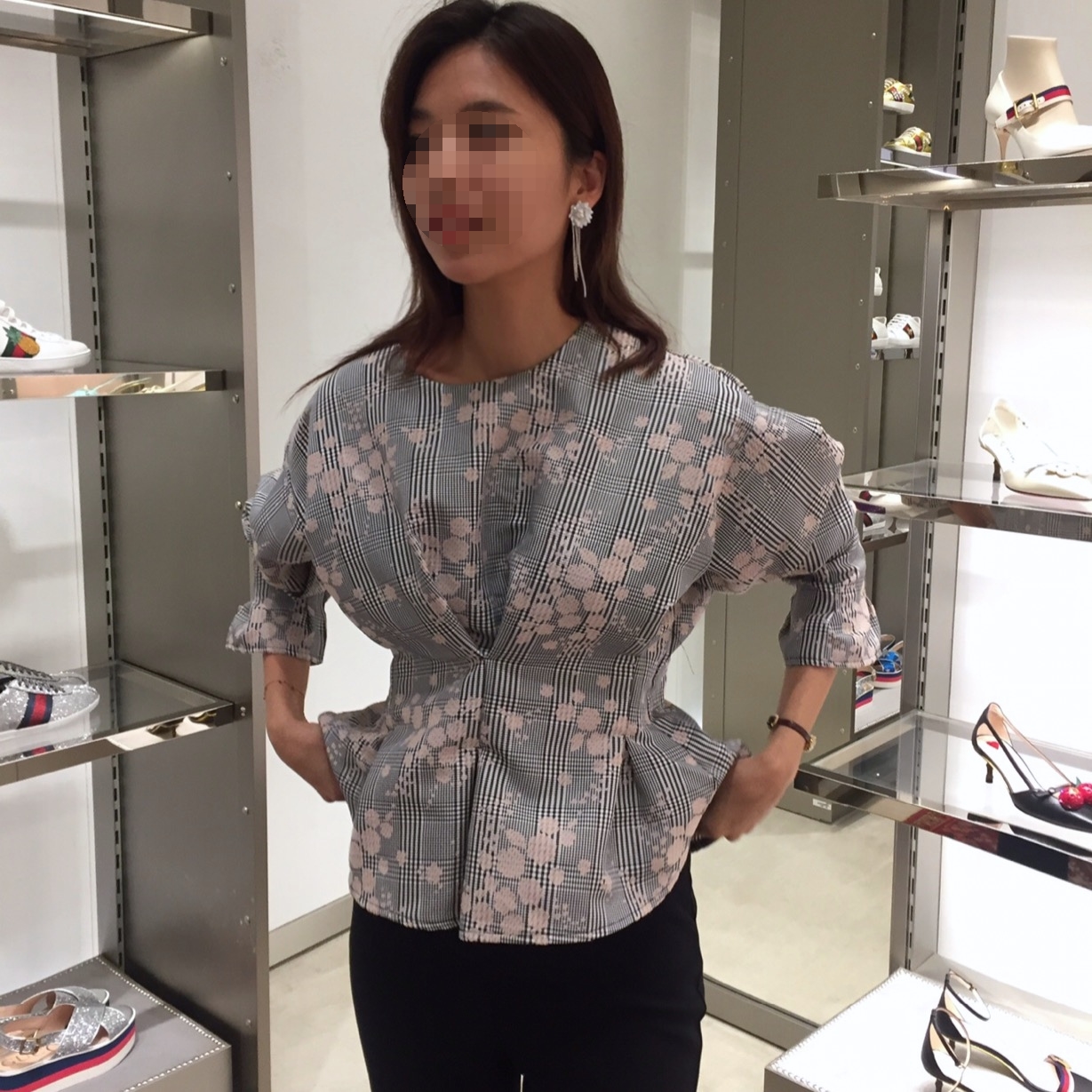 Women Blouses Seven Sisters Glen Check Bulk Blouse