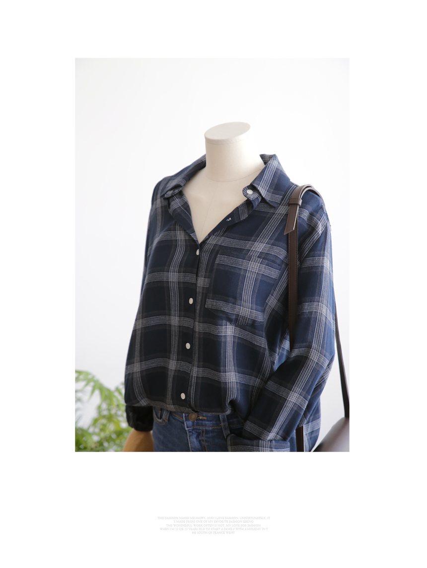 NEW FASHION LADY GIRL Blouse Loose Puffer Check So