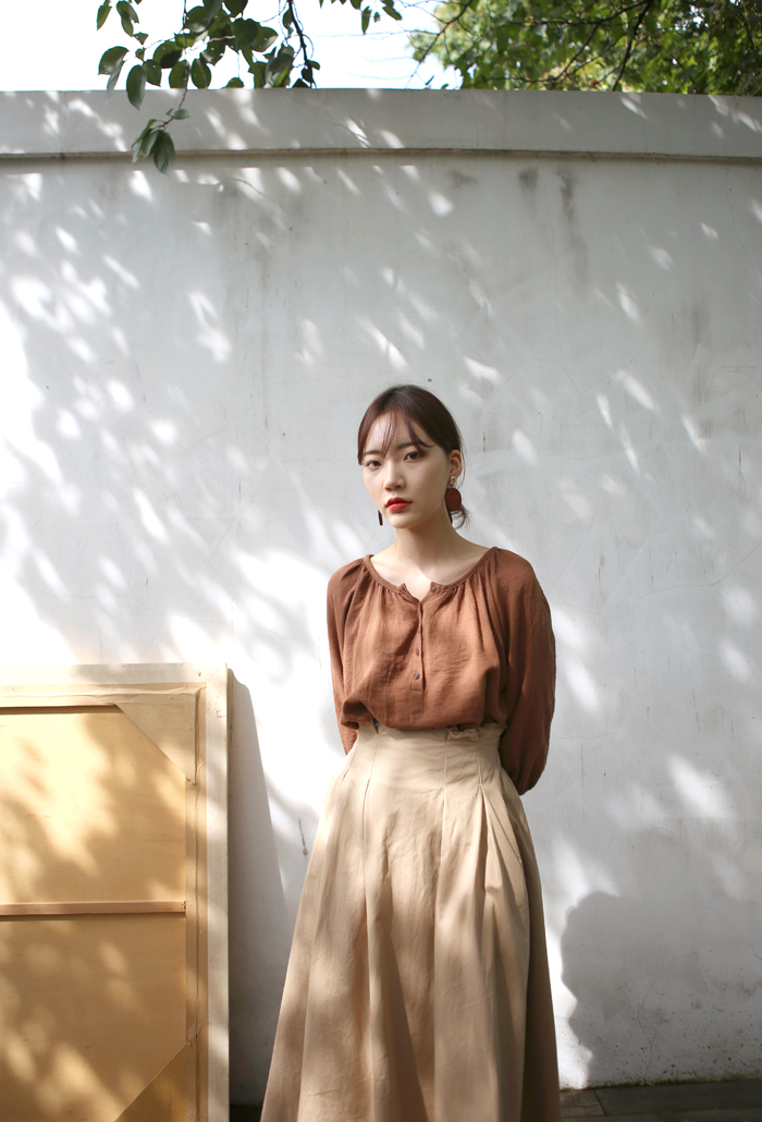 NEW FASHION LADY GIRL Blouse Loose Piece Shirring 