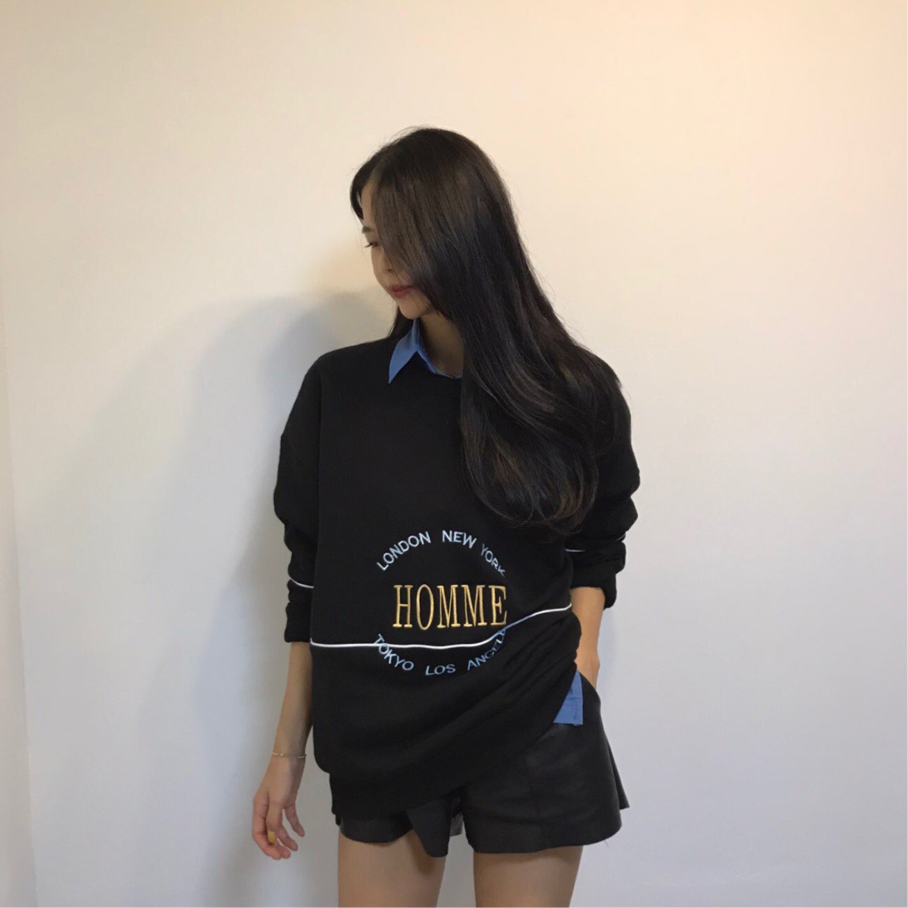 Women Short Pants Leather shorts banding 2color Te