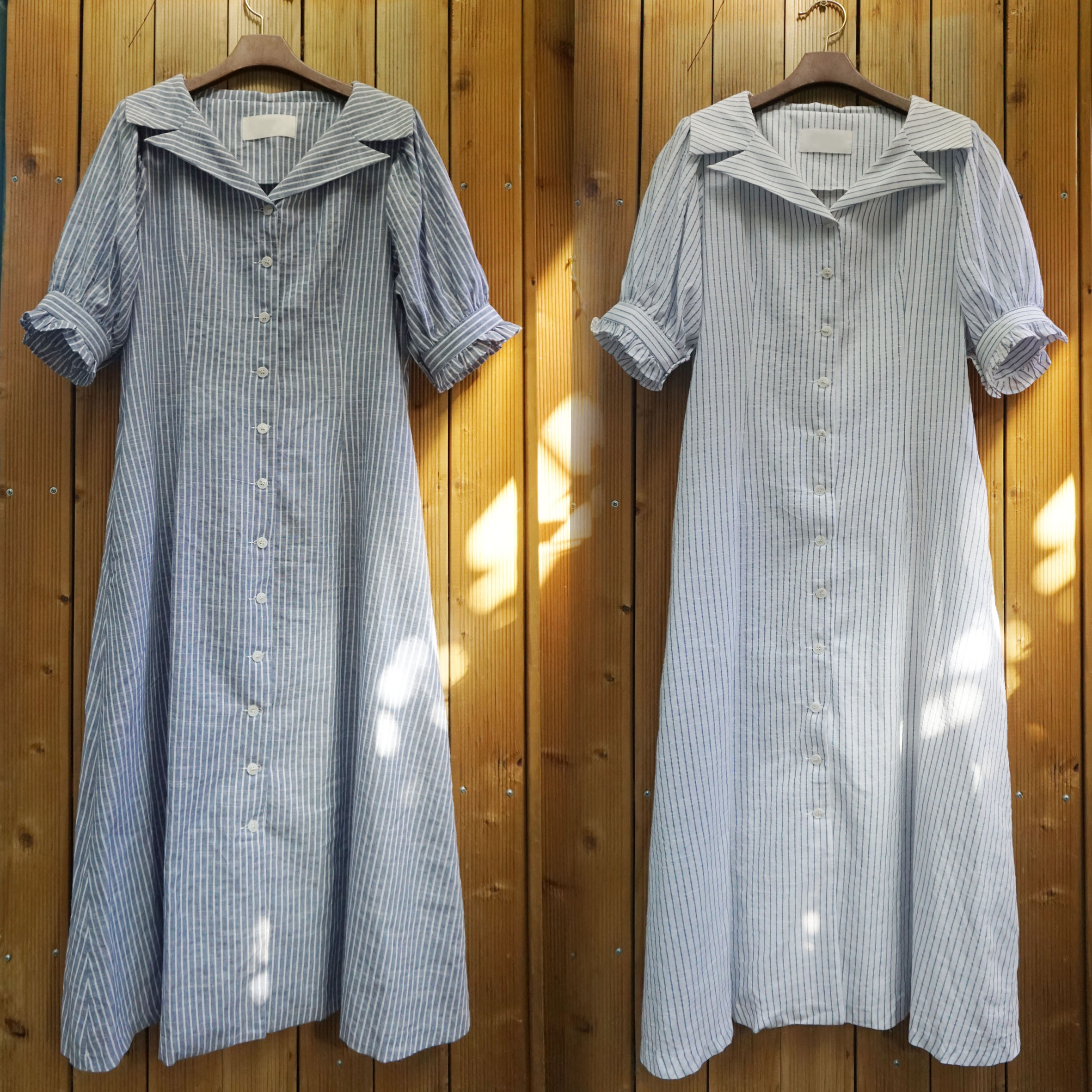 New Season Sale Striped Shirt Long Dress 2color