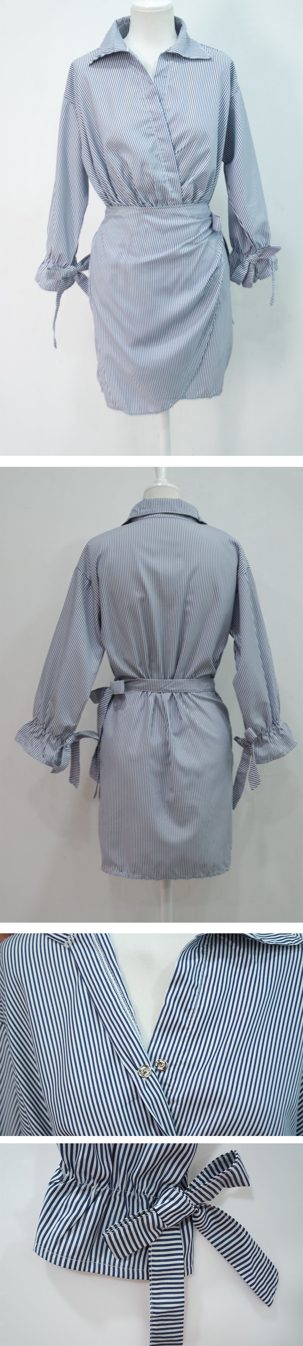 New Sprite Shirt Wrap Dress Autumn Mini Waitress L
