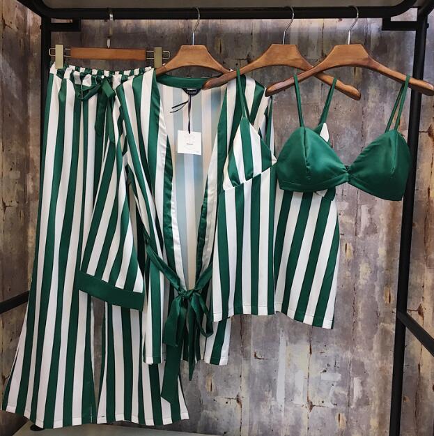 New Female Sprite Homewear Pajamas Set Silk Pants 