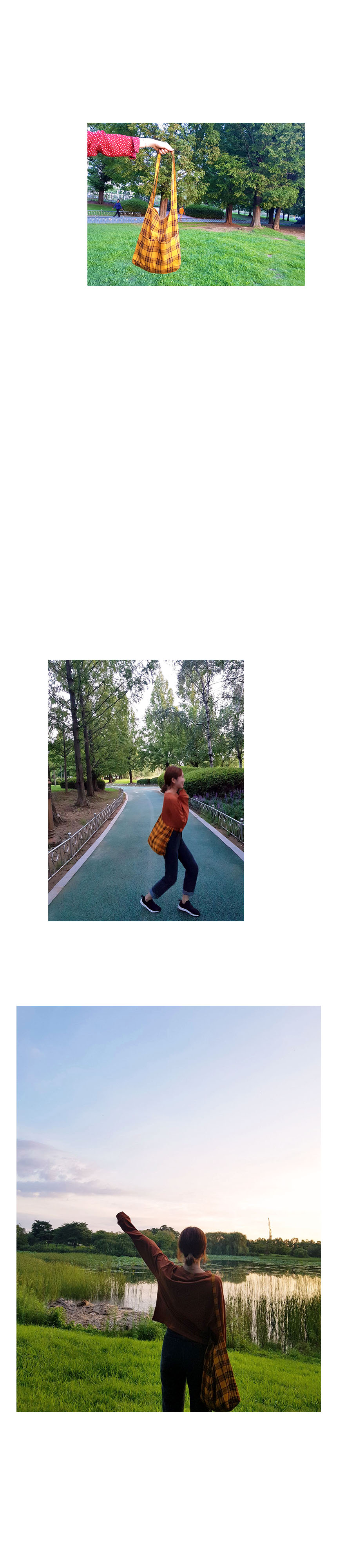 NEW ECO BAG Two-pocket check Eco-bag Student look 