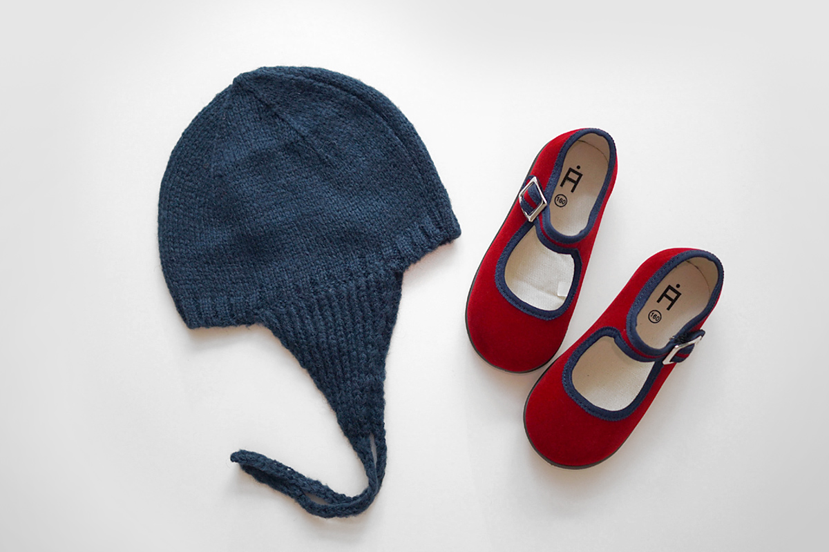 Baby cape cap st knit bonnet 5color infant earplug