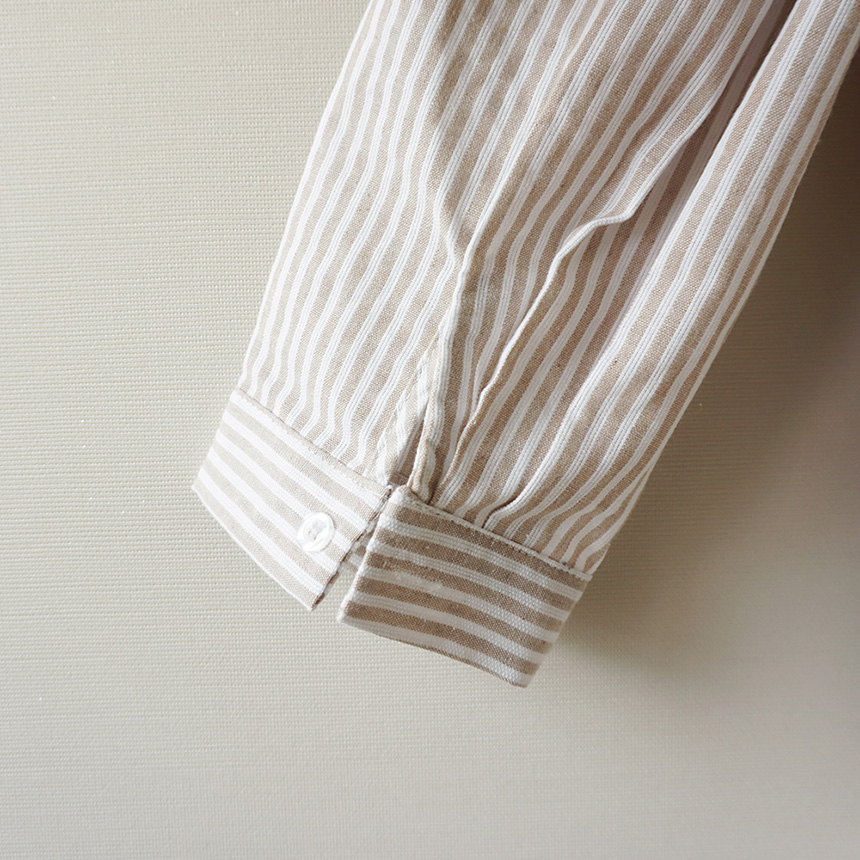 New striped shirt Long dress Fall visitor Loose-fi