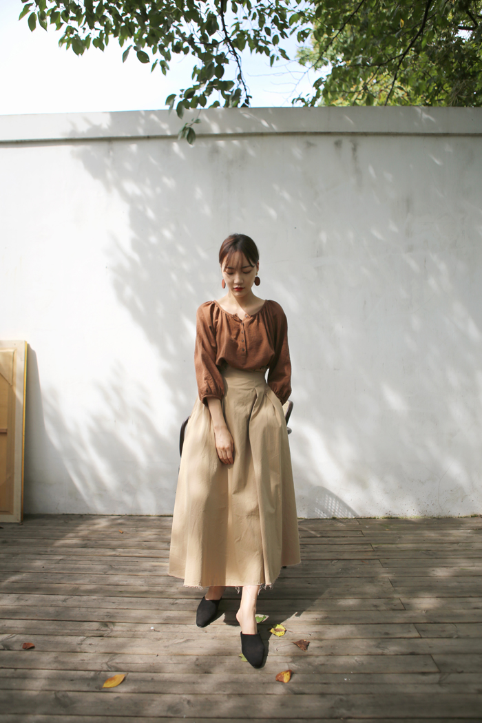 NEW FASHION LADY GIRL Blouse Loose Piece Shirring 