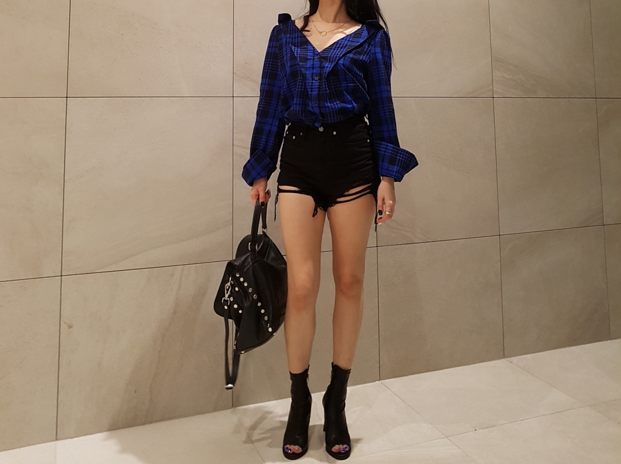 Women Blouses Check Check-Off Shoulder Shirt Blous