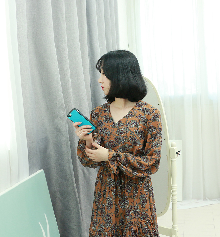 Chiffon Canvas Fall Flower Long Dress Flower Patte