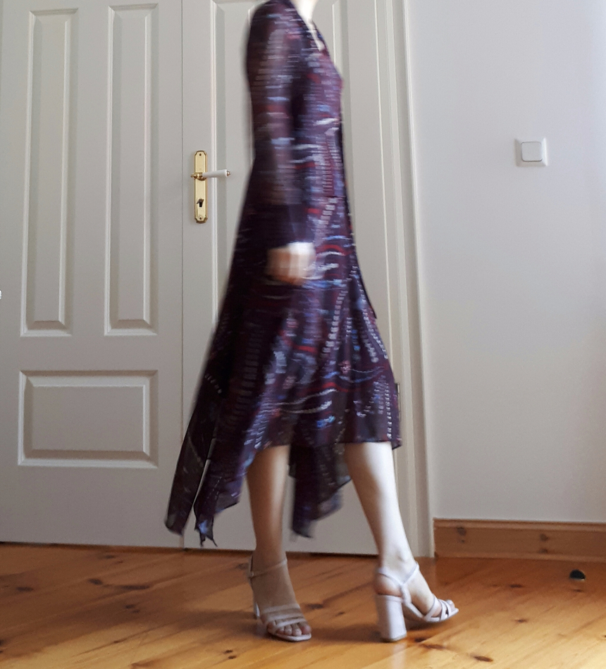 Ribbon tie pattern Unblended Long Dress Black, Lon