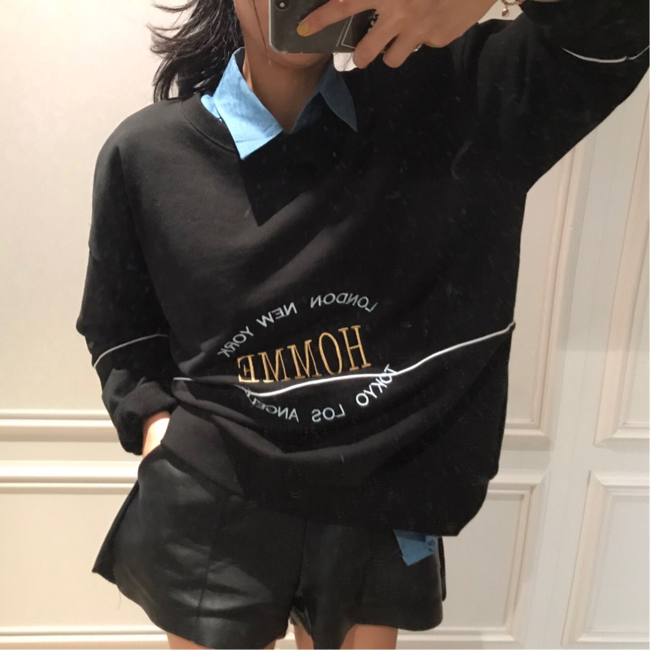 Women Short Pants Leather shorts banding 2color Te