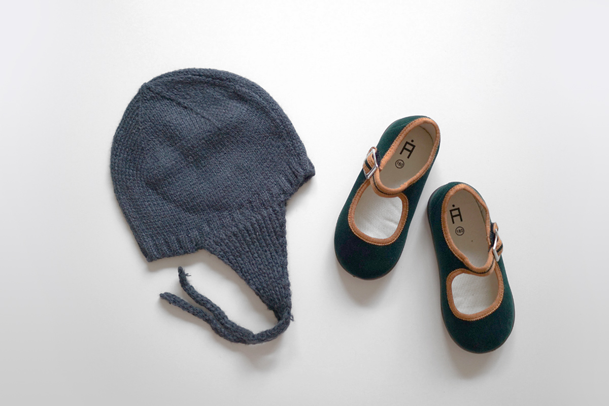 Baby cape cap st knit bonnet 5color infant earplug