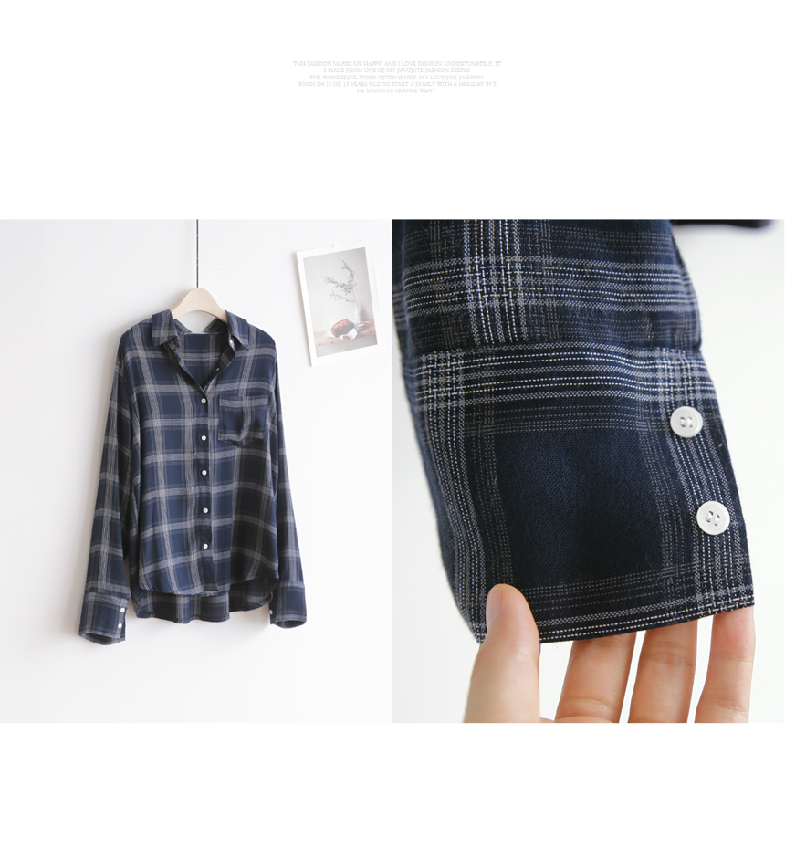 NEW FASHION LADY GIRL Blouse Loose Puffer Check So