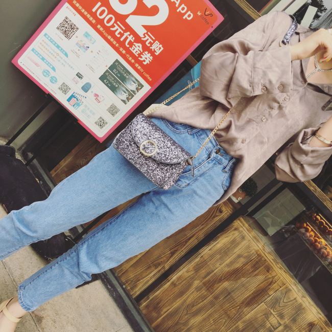 New Glitter Cross Chain Mini Back Women Bags Women