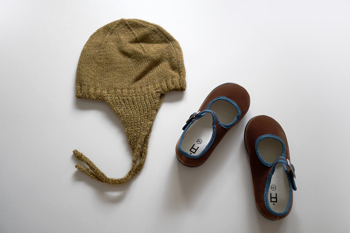 Baby cape cap st knit bonnet 5color infant earplug