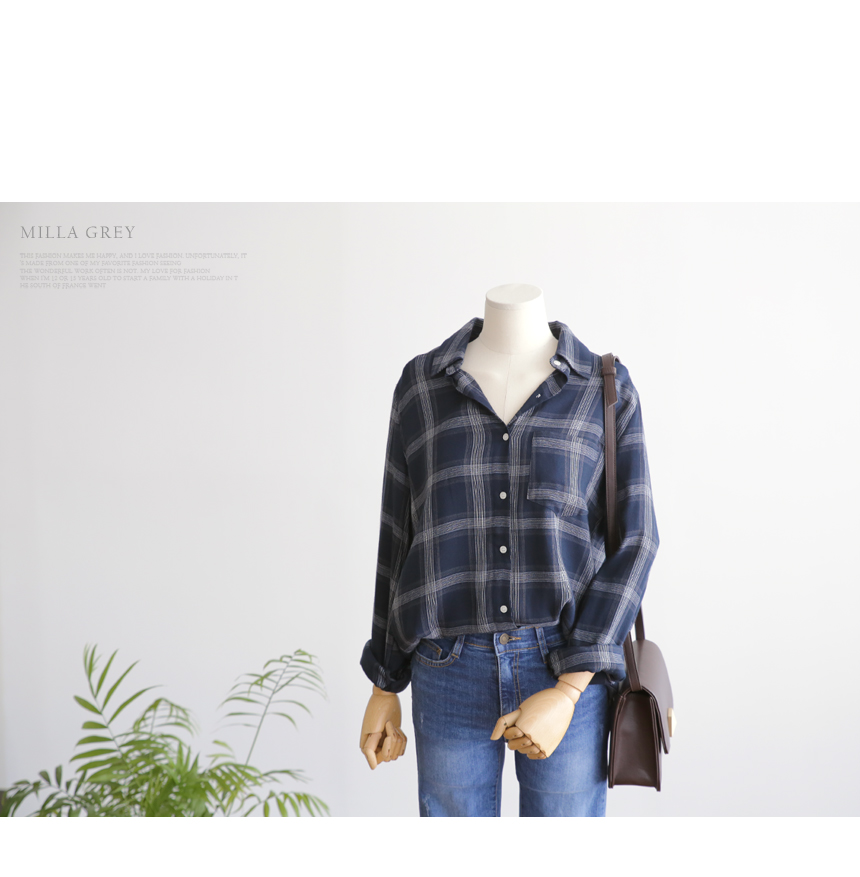 NEW FASHION LADY GIRL Blouse Loose Puffer Check So