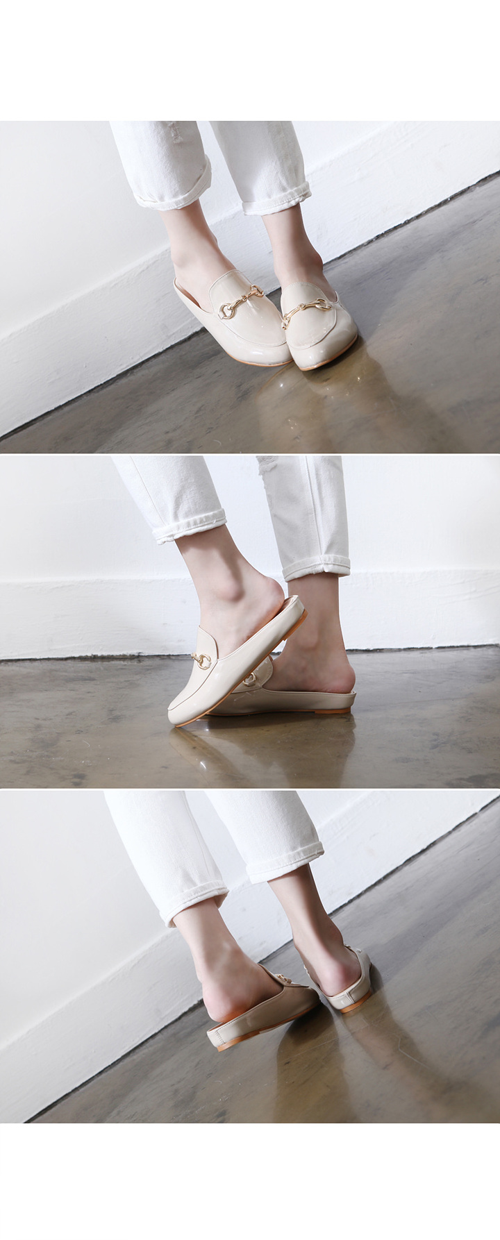 New Gold Chain Blossom Flat Mule Slippers Women