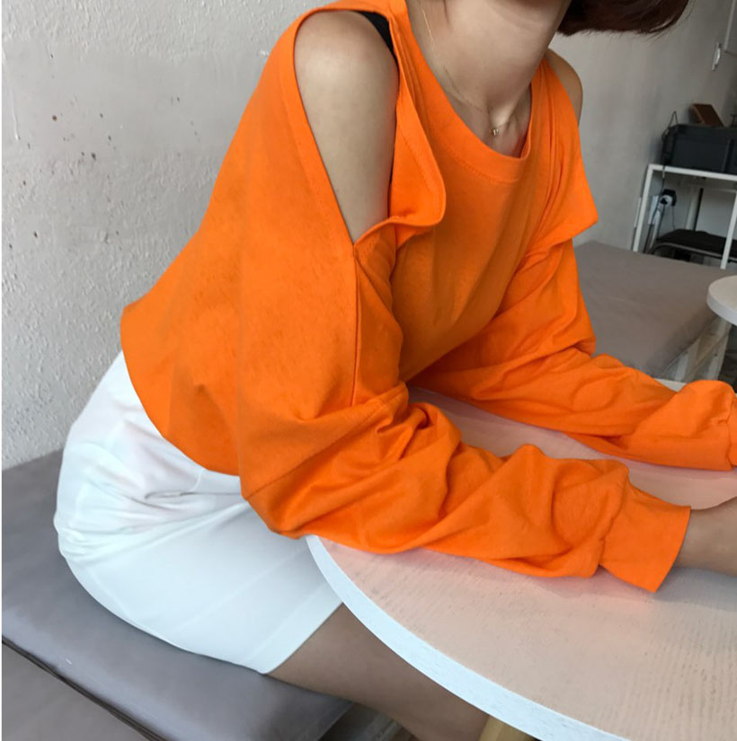 Shoulder-to-shoulder T-shirt black, orange, khaki 