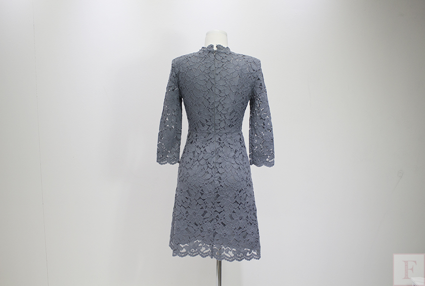 New Women Dress Autumn Flower See-through Lace Pun