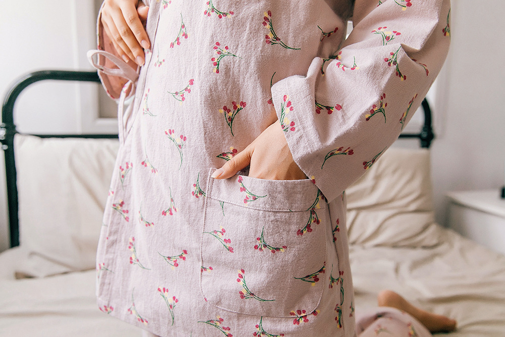 New imported fine flower Yukata couple pajamas hon