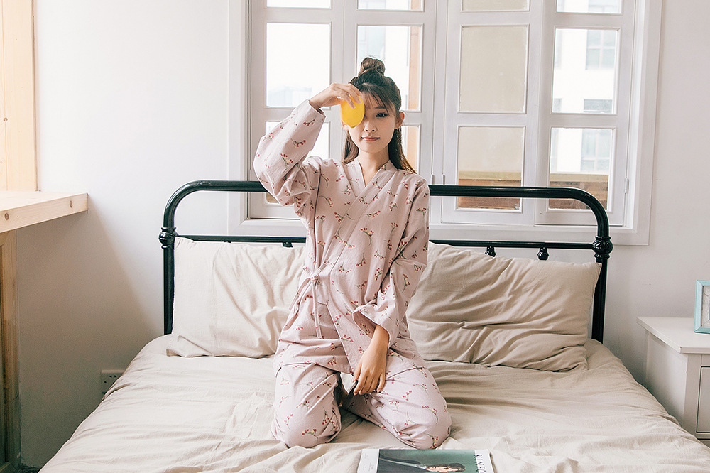 New imported fine flower Yukata couple pajamas hon