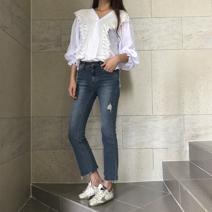 Women Jeans Pants Cutting boots cut jeans denim se