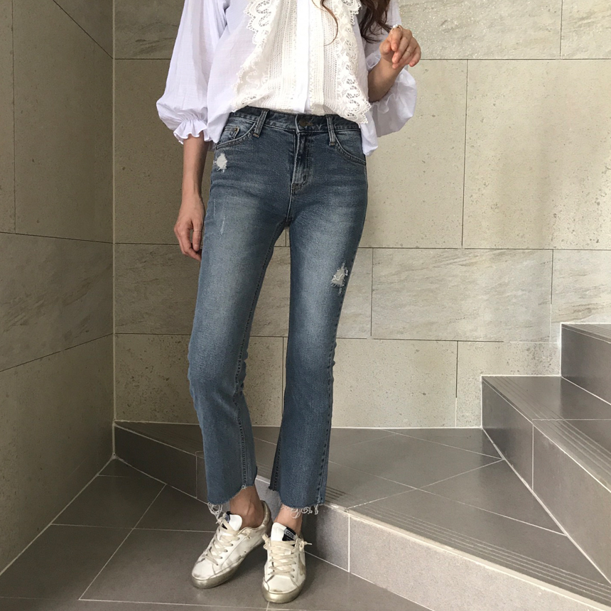 Women Jeans Pants Cutting boots cut jeans denim se