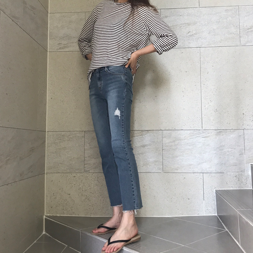 Women Jeans Pants Cutting boots cut jeans denim se