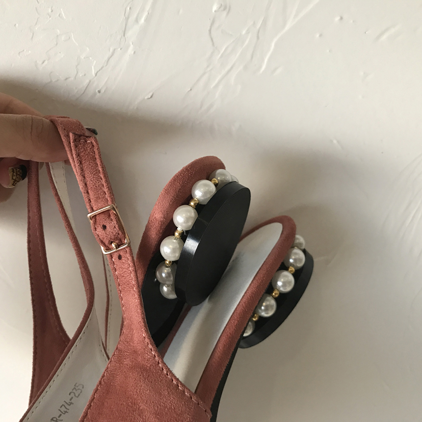 New Suede Sling Back Pearl Heel Looper Girls Blind