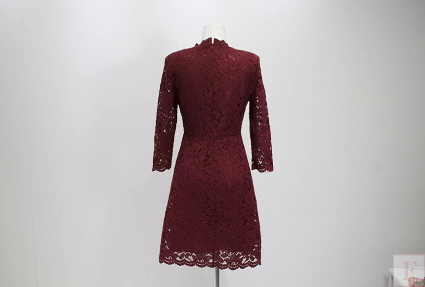 New Women Dress Autumn Flower See-through Lace Pun