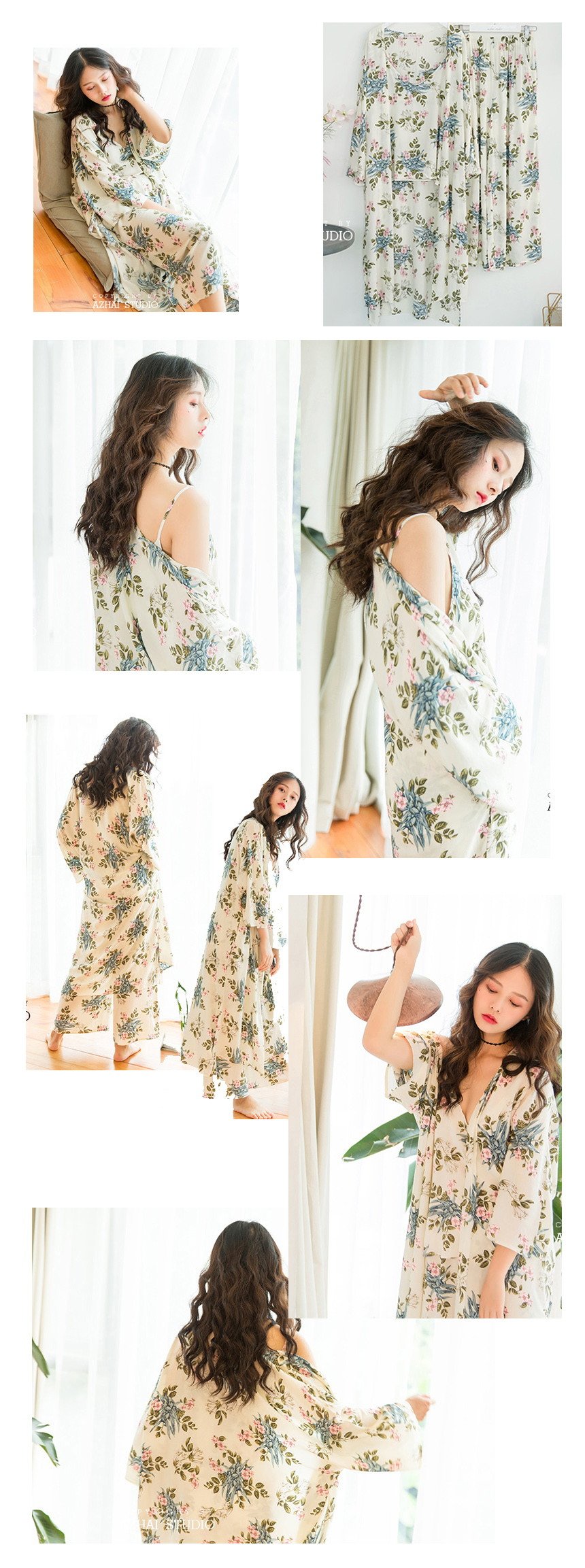 New camellia is wear robe set autumn cardigan home