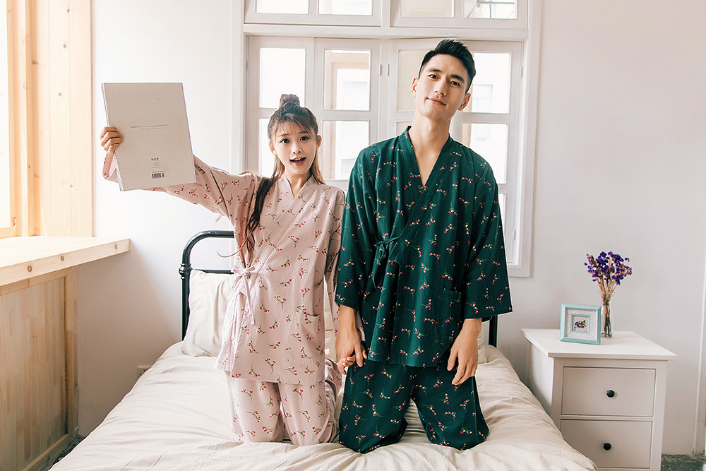 New imported fine flower Yukata couple pajamas hon